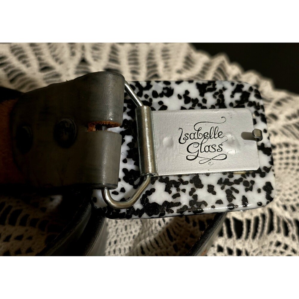 Isobelle Glass (Artist) 3D Belt Buckle and Dyed 41"  Grey Belt. One of a Kind.
